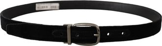 Dolce & Gabbana Mens Black Velvet Classic Logo Engraved Metal Belt