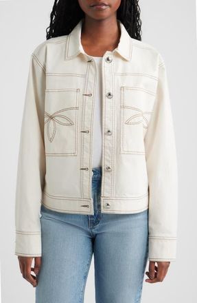 Rails Briggs Topstitch Detail Stretch Cotton Jacket in Bone at Nordstrom, Size Xx-Small