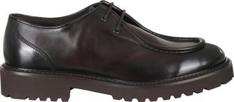 Doucal's Dark Brown Parabout Smooth Leather Lace-Up Derby Shoes