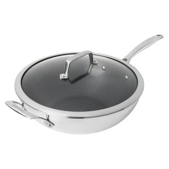 J.A. Henckels International Paradigm Ceramic 12-inch Stainless Steel Dual Performance Wok with Lid