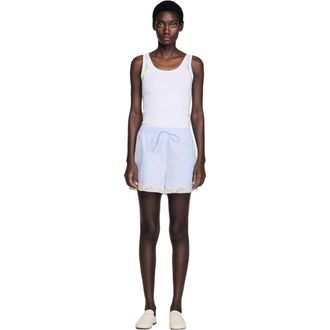 Sandro Lace detail shorts in Sky Blue at Nordstrom, Size 40 Eu
