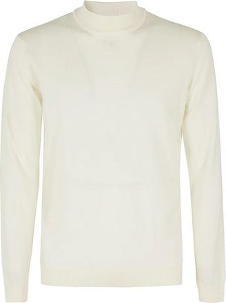 Roberto Collina Stijlvolle Sweater Lupetto ML - Heren - Ronde hals truien - Beige - L - Wol - Truien & Vesten