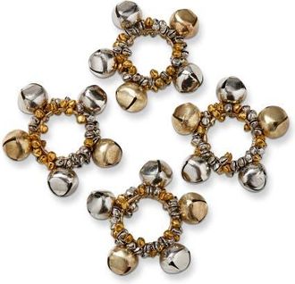 Tag Christmas Gold Silver Jingle Bell Napkin Ring Set of 4 in Multicolored at Nordstrom
