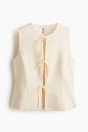 H&M Tie-detail Waistcoat in Cream at Nordstrom, Size Xx-Large