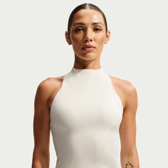 Nike Womens SKIMS Matte Mock-Neck Racerback Tank Top in White | IR5031-108