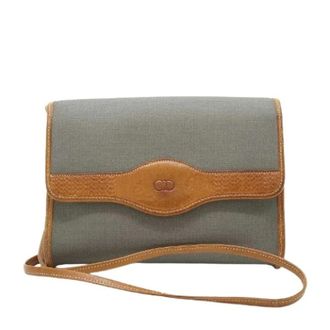 Dior Pre-owned Cross Body Bags, female, Gray, Size: ONE SIZE Pre-owned Canvas Leather Crossbody Bag