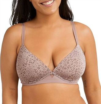 Maidenform One Fab Fit Wire-Free T-Shirt Bra In Iced Mocha Leopard