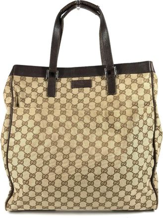 Gucci Beige Dark Brown Gg Canvas Shoulder Bag Tote Bag (Pre-Owned)