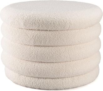 Macabane Puf M de tejido de rizo crudo con espacio de almacenamiento