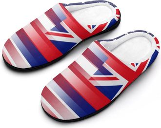 Generic U.S.A. Hawaii State Flag Slippers Men Winter Warm Cotton Anti-Slip Indoor Slip-Ons House Shoes