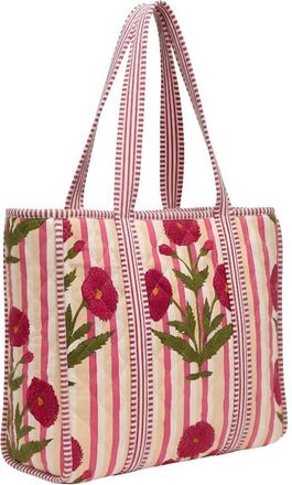 Generic Quilted Cotton Tote Bag for Women with Floral Print, Soft Padded Reusable Shoulder Bag for Shopping, Travel, Office & Daily Use, Lightweight Handmade 