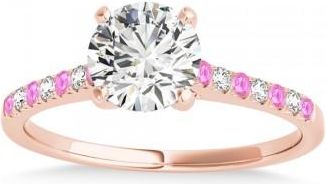 Allurez Diamond & Pink Sapphire Single Row Engagement Ring 14k Rose Gold (0.11ct)