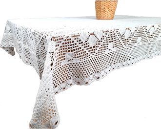 OEM Mantel De Hilo Blanco Natural 140/240, Mantel De Ganchillo De Algod&oacute;n Blanco