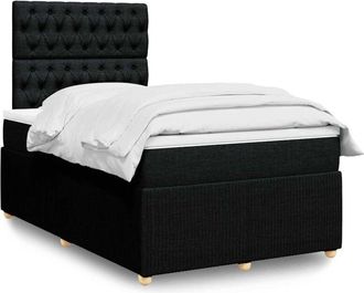 vidaXL Cama Box Spring Con Colch&oacute;n Tela Negro 120x190 Cm Vidaxl