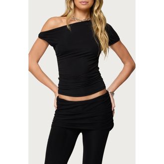 Edikted Halli Off the Shoulder Top in Black at Nordstrom, Size X-Large