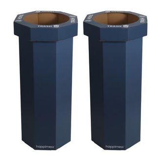 Happimess Fleur 25-Gallon Classic Disposable Corrugated Cardboard Event Trash Can and Recycling Bin in Denim Blue at Nordstrom