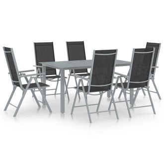 Berkfield Home 7 Piece Garden Dining Set Aluminium Silver & Black