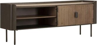 Dmora Mueble de televisión Cannon, Aparador de salón, Mueble bajo para tv, Base de pared equipada, 150x42 h58 cm, Gris y Marrón - Dmora