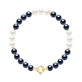 Ateliers Saint Germain Womens Bracelet - Row of Real Cultured Freshwater Pearls Round 6-7 mm - Yellow Gold - One Size