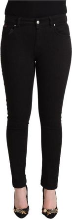Dolce & Gabbana Zwarte Skinny Jeans met Logo Plaque - Dames - Skinny Jeans - Zwart - M - Katoen - Jeans