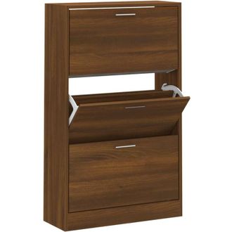 vidaXL Mueble Zapatero Madera Contrachapada Marr&oacute;n Roble 63x24x103 Cm Vidaxl