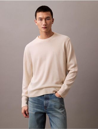 Calvin Klein Calvin Klein Mens Classic Cashmere Crewneck Sweater - White - 2XL