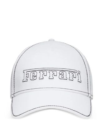 Ferrari logo-embroidered baseball cap - White