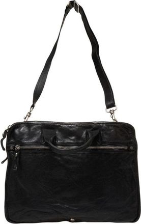 Campomaggi Rectangular Black Leather Work Bag With Multiple Pockets And Versatile Carrying Options