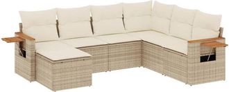 vidaXL Vidaxl - Set Sof&aacute;s De Jard&iacute;n 7 Piezas Y Cojines Rat&aacute;n Sint&eacute;tico Beige