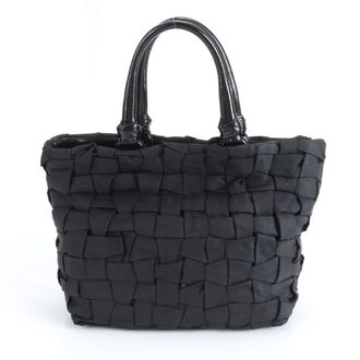 Prada Black Nylon Leather Shoulder Bag Tote Bag (Pre-Owned)