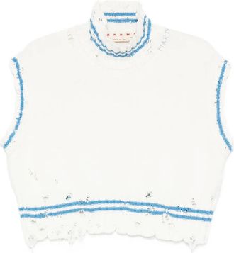 Marni Top smanicato con orlo sfrangiato - Bianco