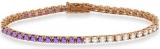 Allurez Diamond & Amethyst Eternity Tennis Bracelet 14K Rose Gold (5.48ct)