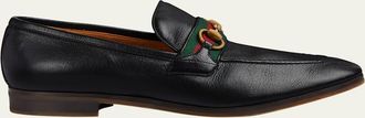 Gucci Mens Paride Web Stripe Bit Loafers