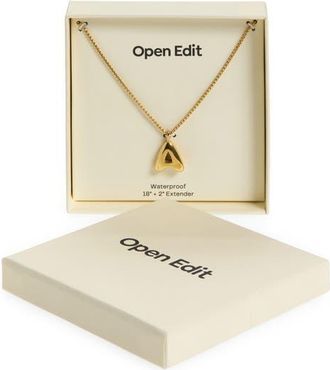 Open Edit Waterproof Bubble Initial Pendant Necklace in A- Gold at Nordstrom