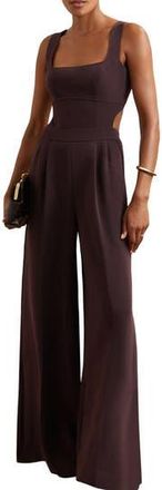 Reiss Dion Pleated Sleeveless Wide Leg Jumpsuit in Burgundy at Nordstrom Rack, Size 12 Us / 16 Uk