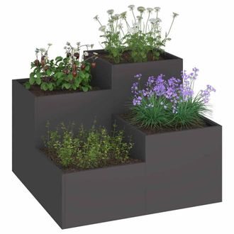 Berkfield Home Stunning Garden Planter 100x100x60 cm Black Steel | Size: 100 x 100 x 60 cm