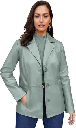 Jessica London Leather Blazer in Grey Spruce at Nordstrom, Size 12