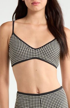 Sanctuary Scoop Neck Swim Top in Black/cream at Nordstrom, Size X-Large