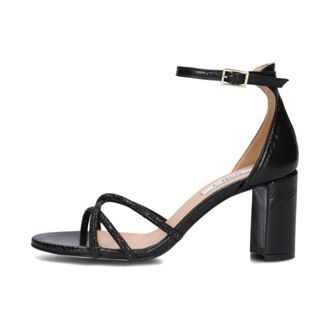 Notre-V Schoenen, Dames, Zwart, 41 EU, Leer, Hoge Hak Sandalen