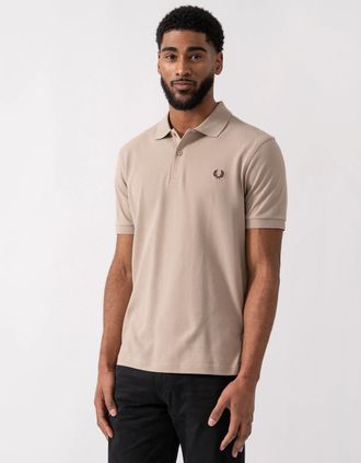 Fred Perry Mens Fred Perry Mens Plain Signature Polo Shirt - Laurel Wreath Green/Black/Black Z50 - Tan - Size: 42