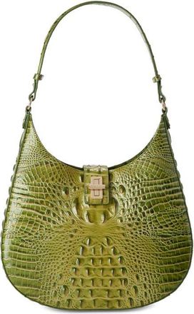 Brahmin Fallon Croc Embossed Leather Shoulder Bag in Olive at Nordstrom