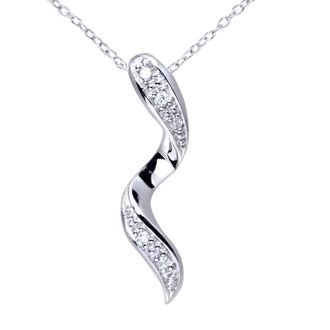 Diamant L'éternel Womens Ladies 9ct White Gold Diamond Twist Pendant + 18 Trace Chain - One Size