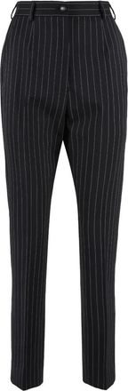 Dolce & Gabbana Slim-fit Pantalon - Dames - Slim Fit Broeken - Zwart - XL - Leer - Broeken