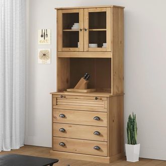Berkfield Home Highboard VIGO 80x40x176 cm Solid Wood Pine in Brown | Size: 80 x 40 x 176 cm