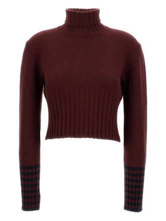 Plan C roll-neck cropped sweater - Red