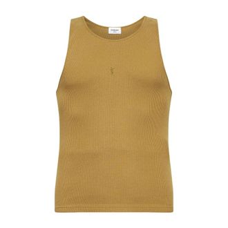 Saint Laurent Cassandre Tank Top - male - Saint Laurent - Sleeveless Tops - Green - M - Tops
