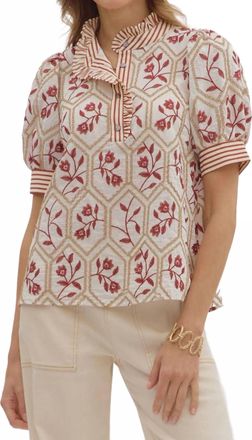 Entro Floral Embroidered Top In Multi