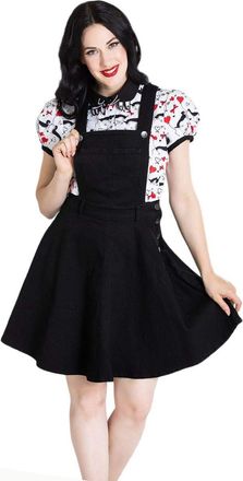Hell Bunny Rockabilly Denim Mini Dress Dakota Pinafore Black XXL 18