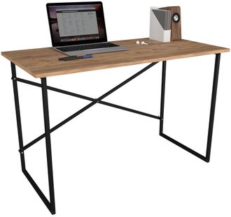 ebuy24 Mesa De Trabajo De Mesa De Trabajo De Metal De Madera Vcm Oficina De Oficina Styl Insasi (roble De Miel)