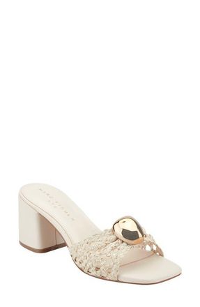 Marc Fisher Farrel Embellished Square Toe Slide Sandal in Ivory at Nordstrom, Size 7.5